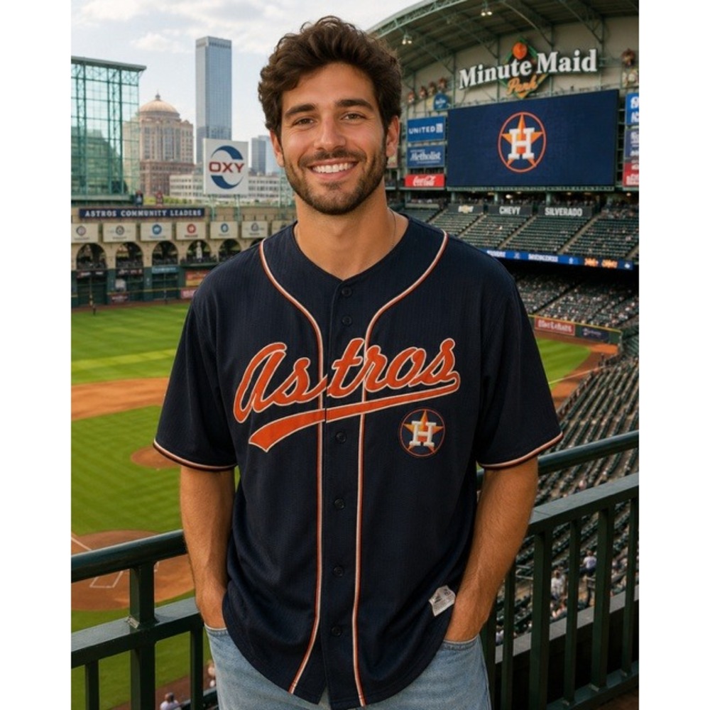 Houston Astros MLB Dynasty Series Jersey  Mens Blue sewn Logo 2XL Button front